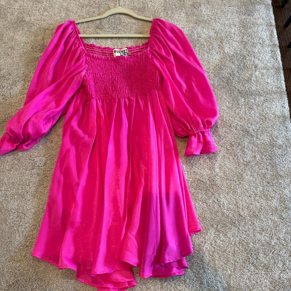 BucketList Hot Pink Long Sleeve Dress
